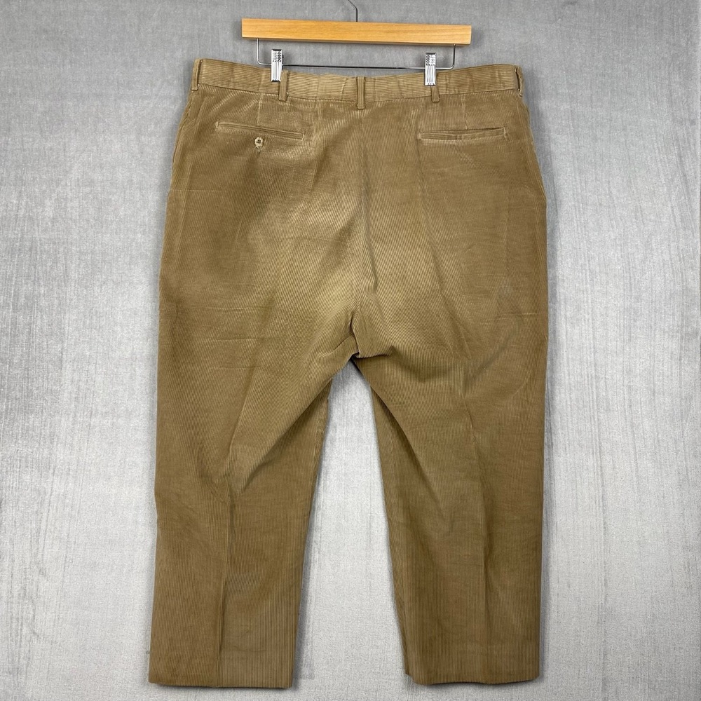 Vtg 80s Haggar Casuals Trousers Mens 40x25 Khaki Tan Wide Wale Corduroy Heritage - Picture 2 of 16